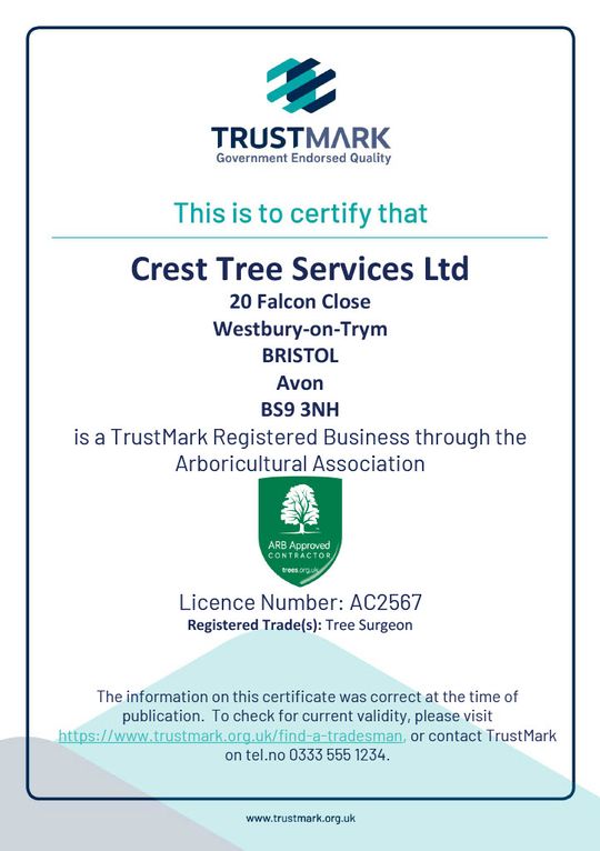 Crest Tree Services Ltd-Trustmark Registration Certificate